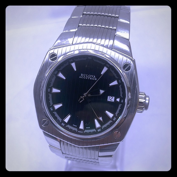 New Bulova Swiss Accutron Black Dial Mens Watch